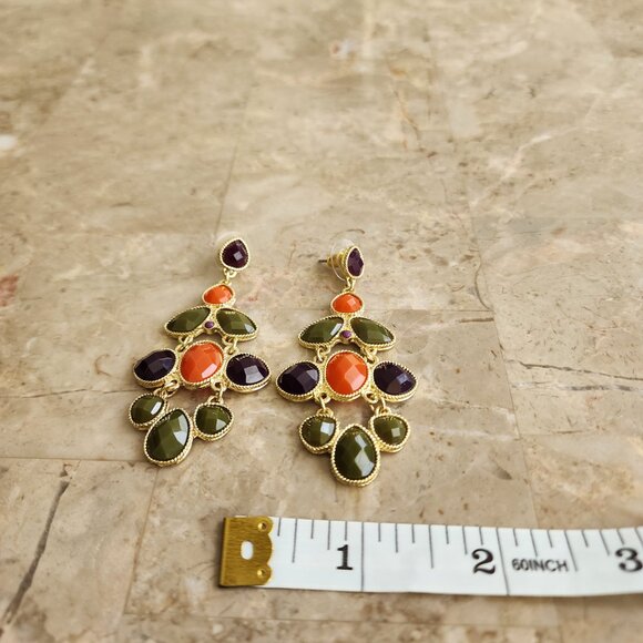 Stony Chandelier Style Multi-Colored Fashion Earrings - Picture 4 of 6